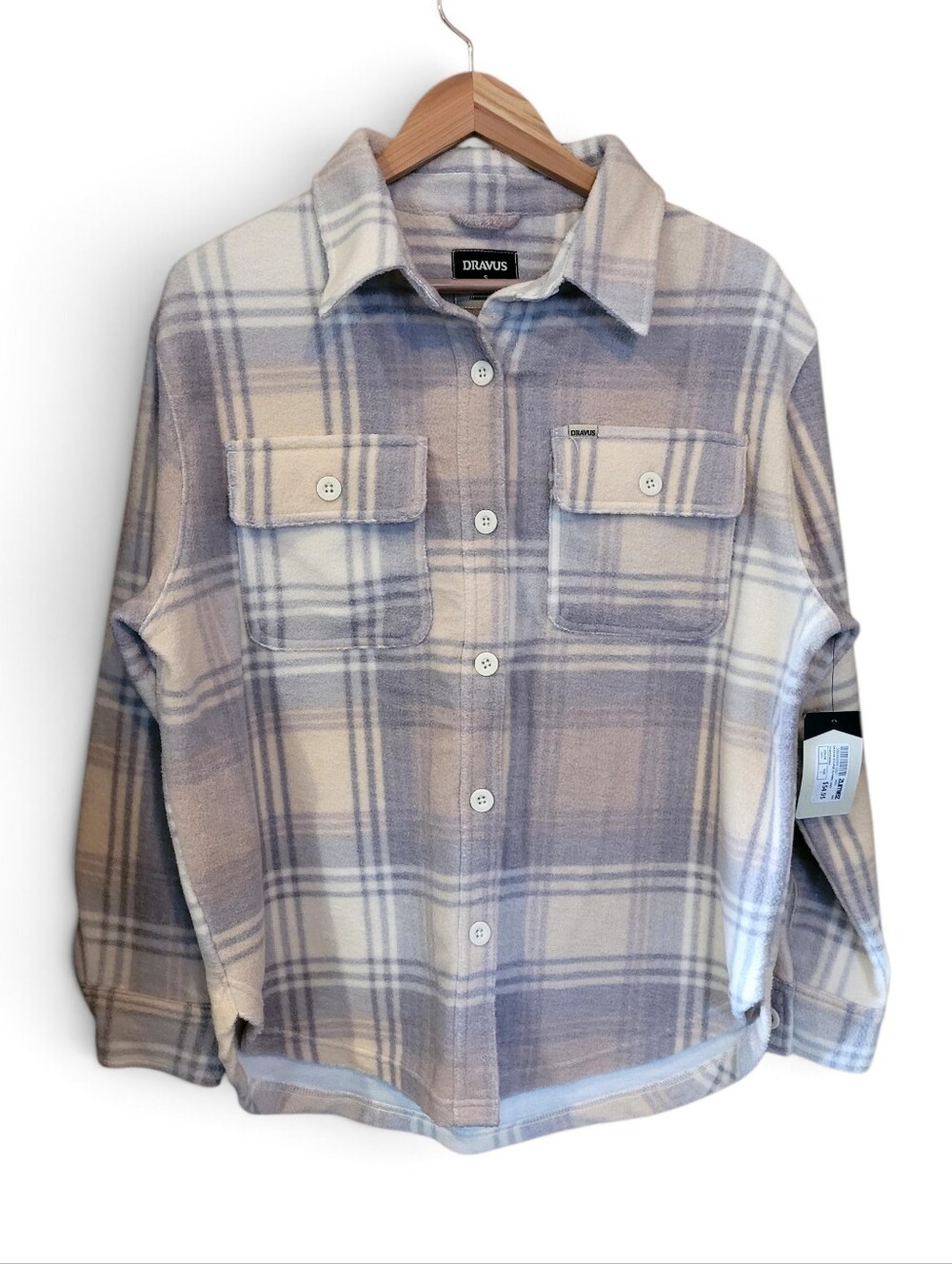 Women's Dravus Plaid Fleece Button Down Small Neutral Beige & Grey NWT's! Zumiez